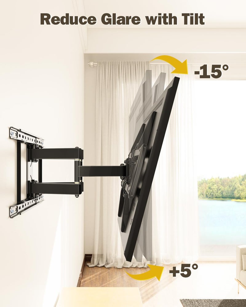 Mounting Dream UL Listed Full Motion TV Wall Mount for Most 42-84'' TVs, TV Mount with Premium Ball Bearing Design for Smooth Extension and Swivel, Max VESA 600x400mm, 100LBS, Up to 24'' Wood Stud - Image 5
